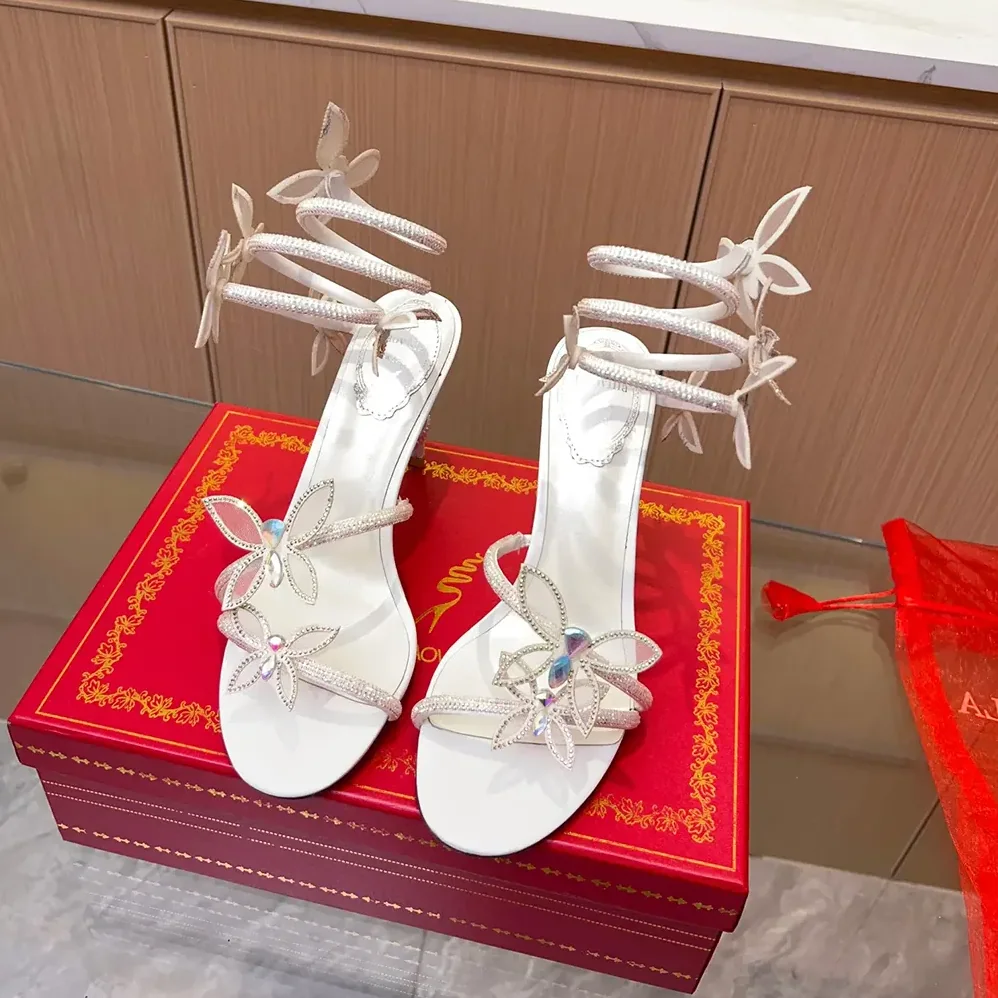 Rene Caovilla Margot Pink Powder Butterfly Sandal 105 for Women Rene Caovilla Margot Pink Powder Butterfly Sandal 105 for Women