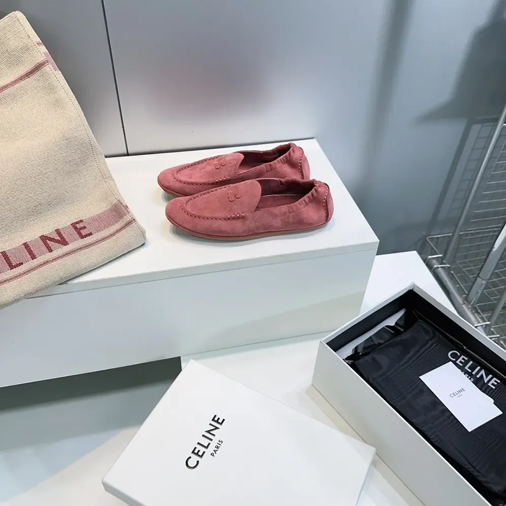 Celine Adam Loafer In Suede Calfskin for Unisex in Pink