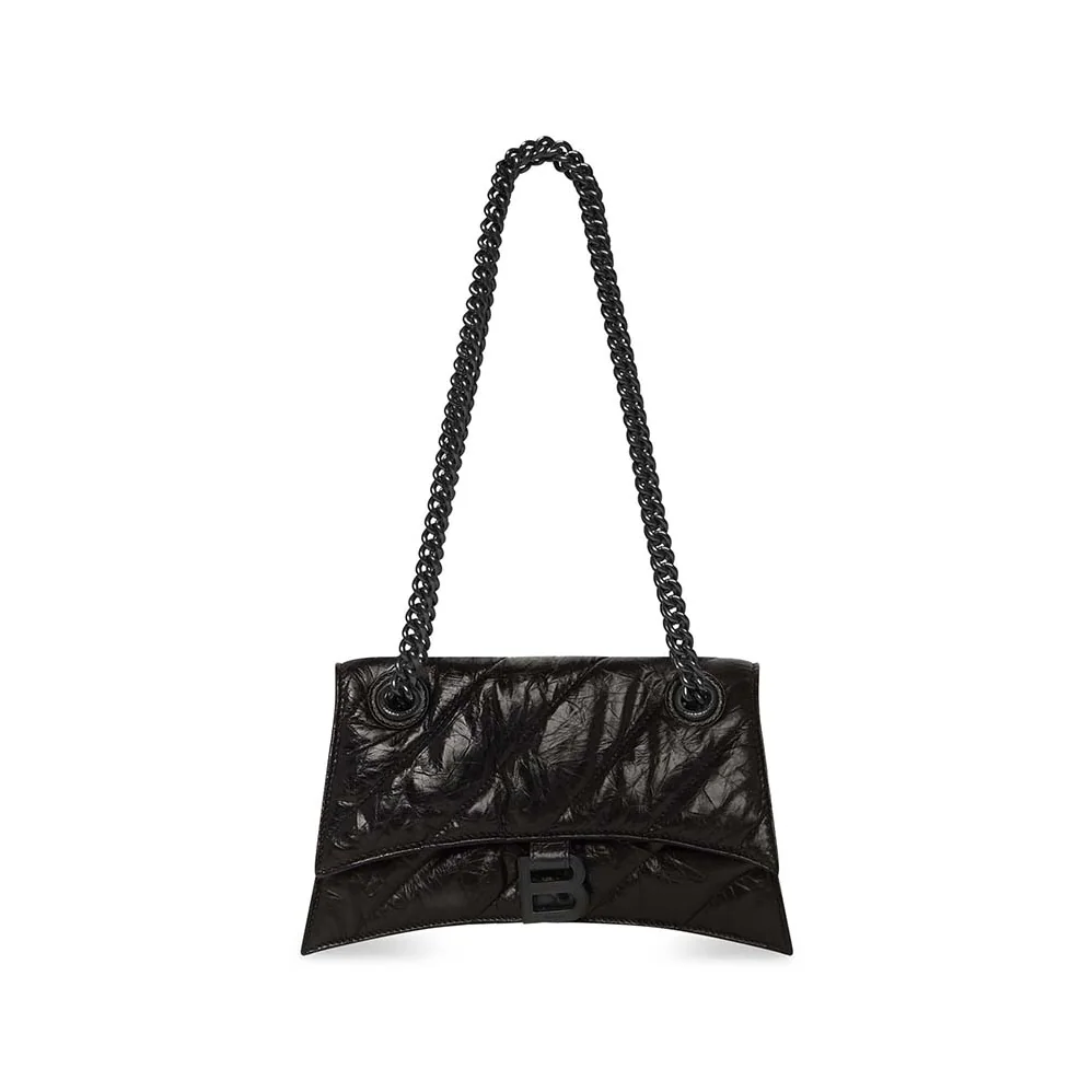 Balenciaga Crush Small Chain Bag Quilted in Black for Women