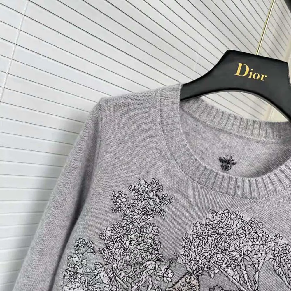 Dior Chez Moi Sweater Gray Cashmere for Women