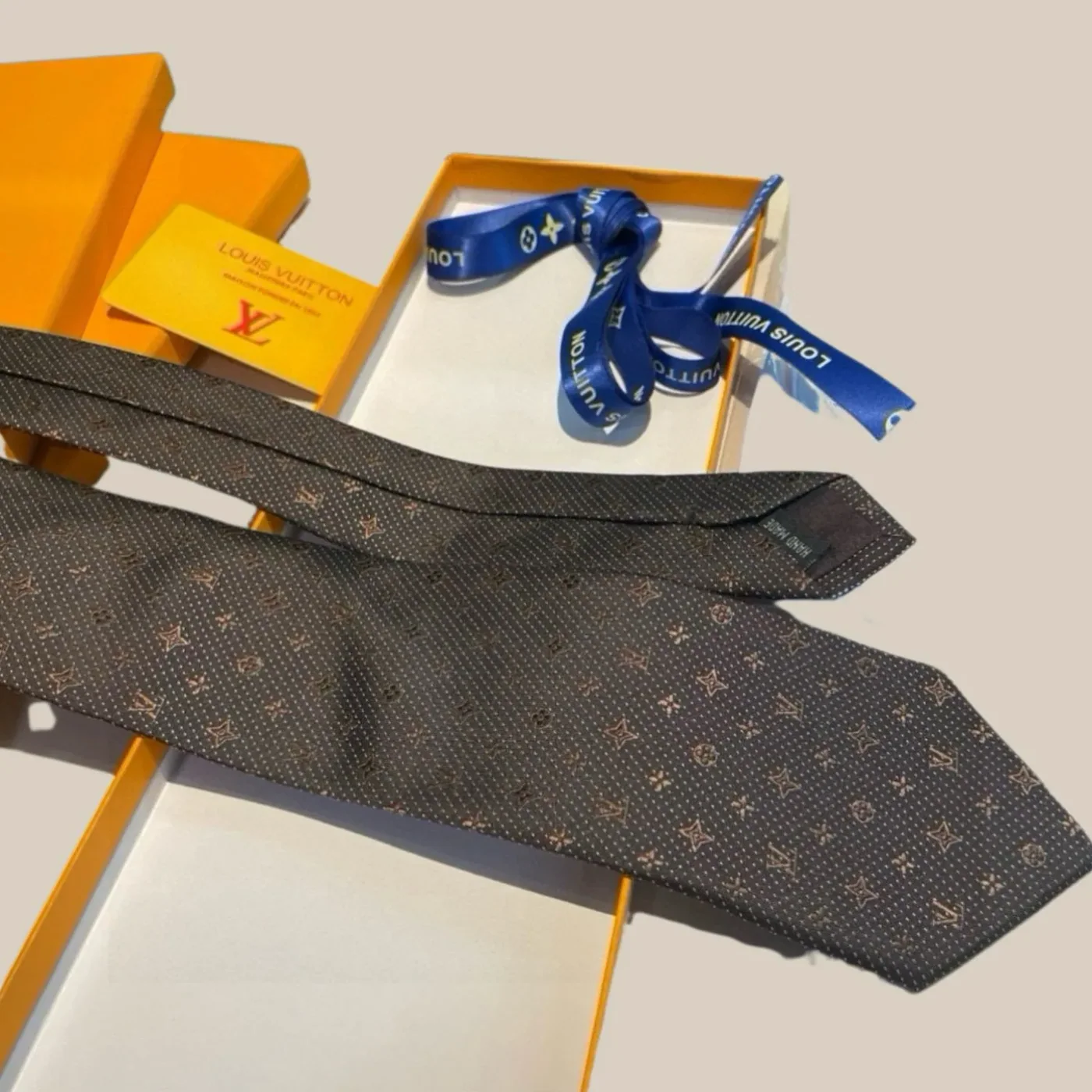 Louis Vuitton Monogram Silk Tie Deep Brown Louis Vuitton Monogram Silk Tie Deep Brown