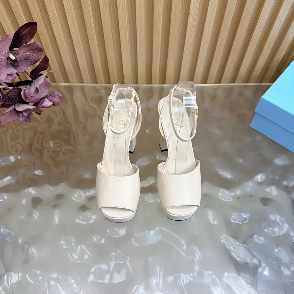 Prada Nappa Leather Platform Sandals for Women in White Prada Nappa Leather Platform Sandals for Women in White