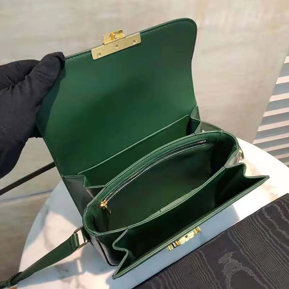 Celine Medium Triomphe Bag in Shiny Calfskin for Women in Green
