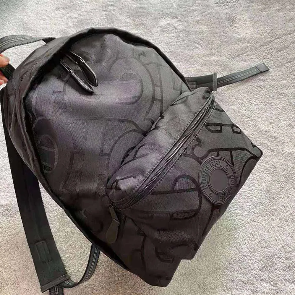 Burberry Monogram Recycled Polyester Jacquard Backpack for Men in Black Burberry Monogram Recycled Polyester Jacquard Backpack for Men in Black