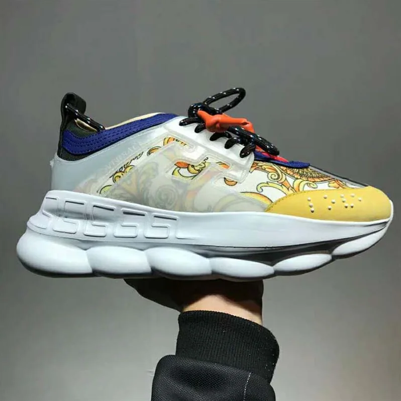 Versace Shoes Chain Reaction Sneakers for Men in Yellow Versace Shoes Chain Reaction Sneakers for Men in Yellow