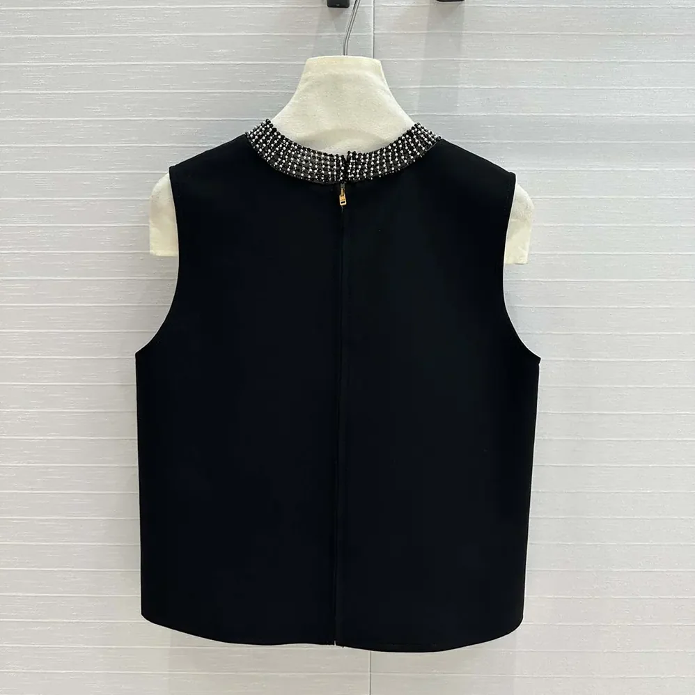 Dior Embroidered Top Black Wool and Silk for Women Dior Embroidered Top Black Wool and Silk for Women