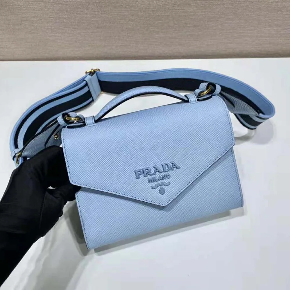 Prada Monochrome Saffiano and Leather Bag for Women in Blue