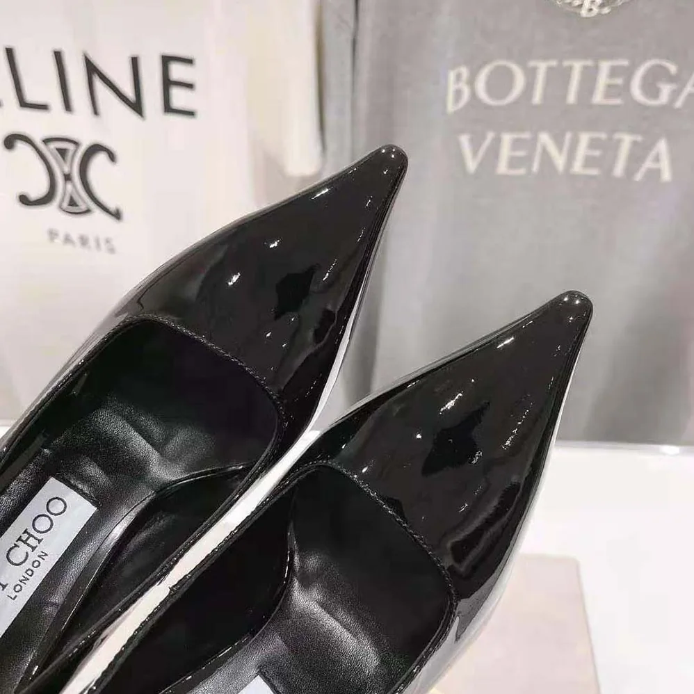 Jimmy Choo Ixia 95 Black Patent Leather Pumps-IXIA95PAT for Women