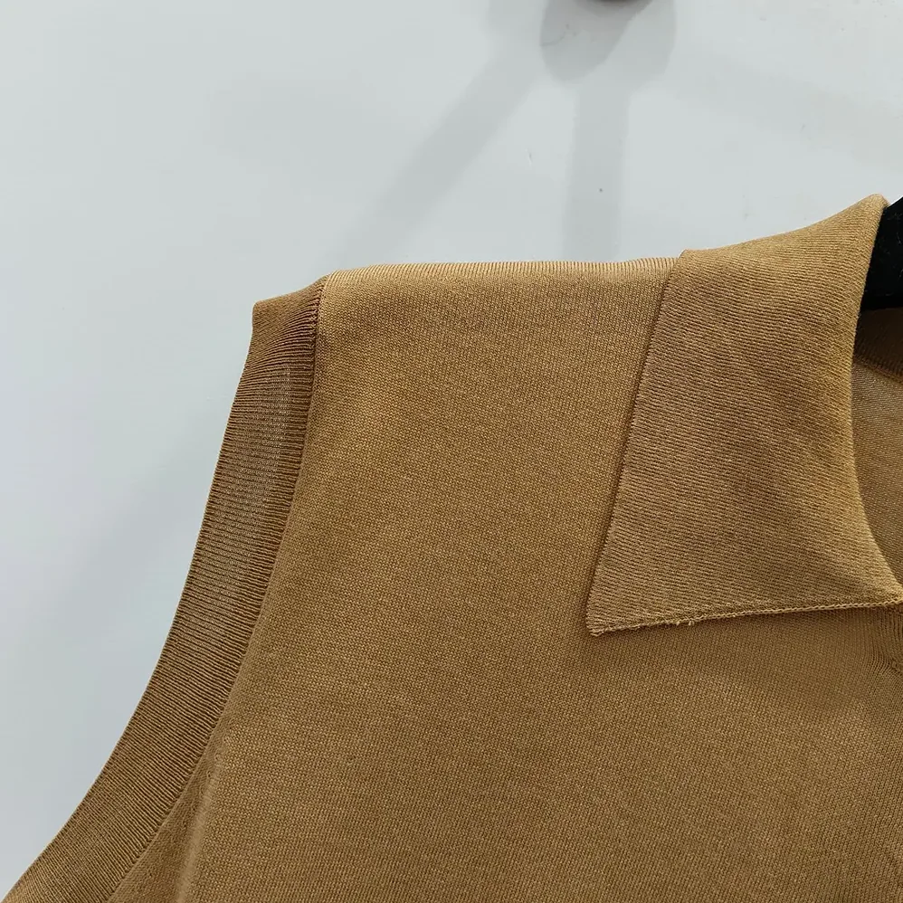 Prada Sleeveless Silk Polo Shirt for Women