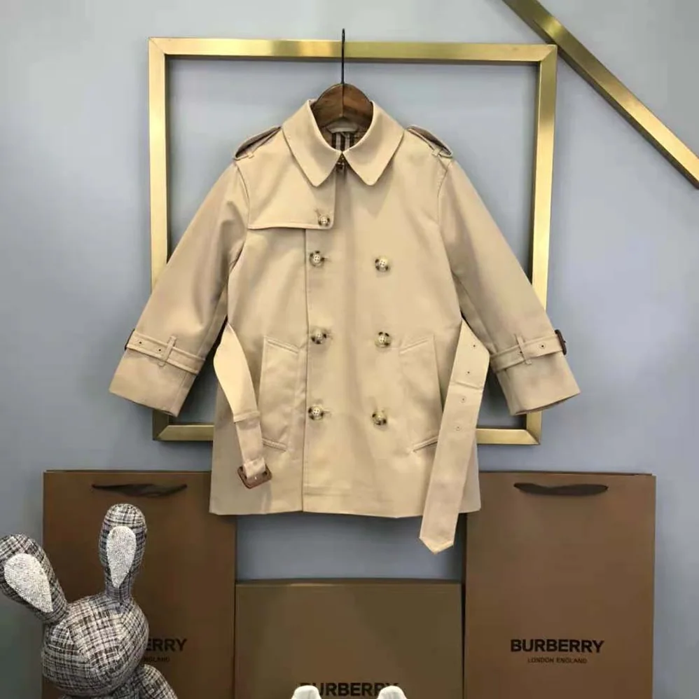 Burberry Kids' Cotton Gabardine Trench Coat in Beige