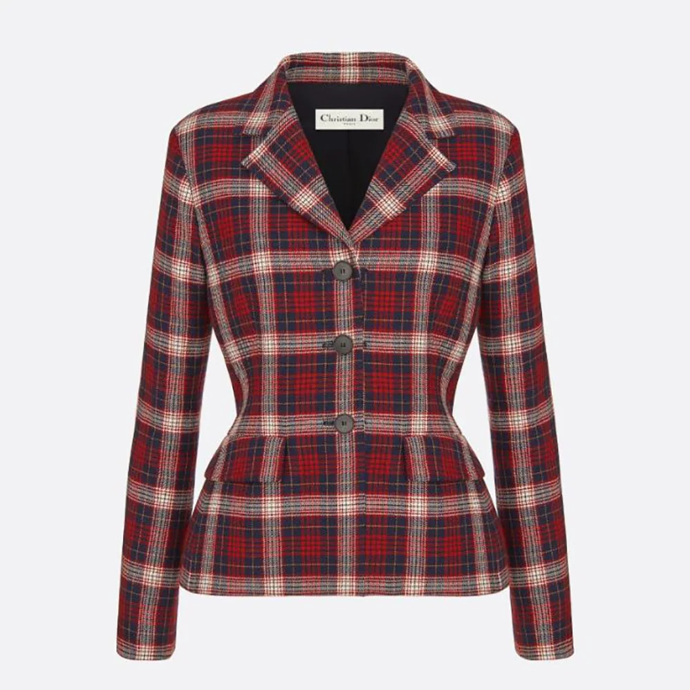 Dior Jacket Red Black and White Check n Dior Tartan Wool Twill for Women