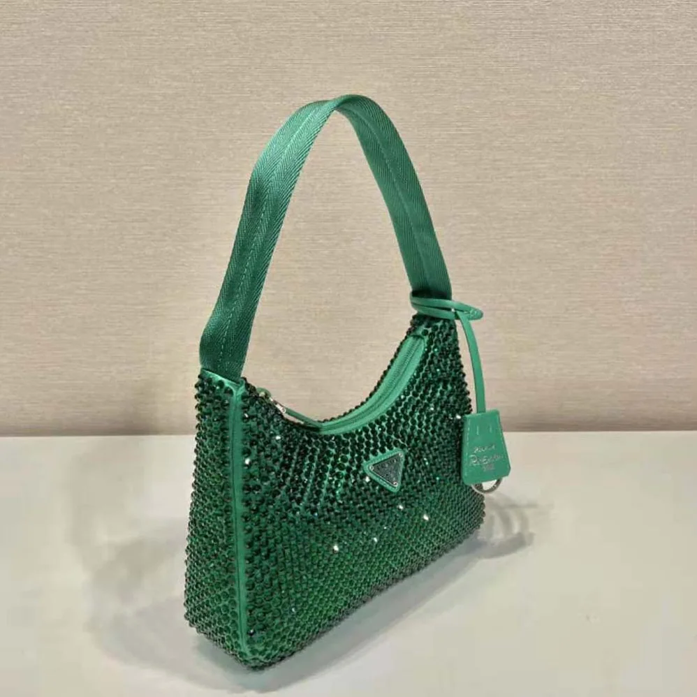 Prada Satin Mini-Bag with Crystals for Women in Green