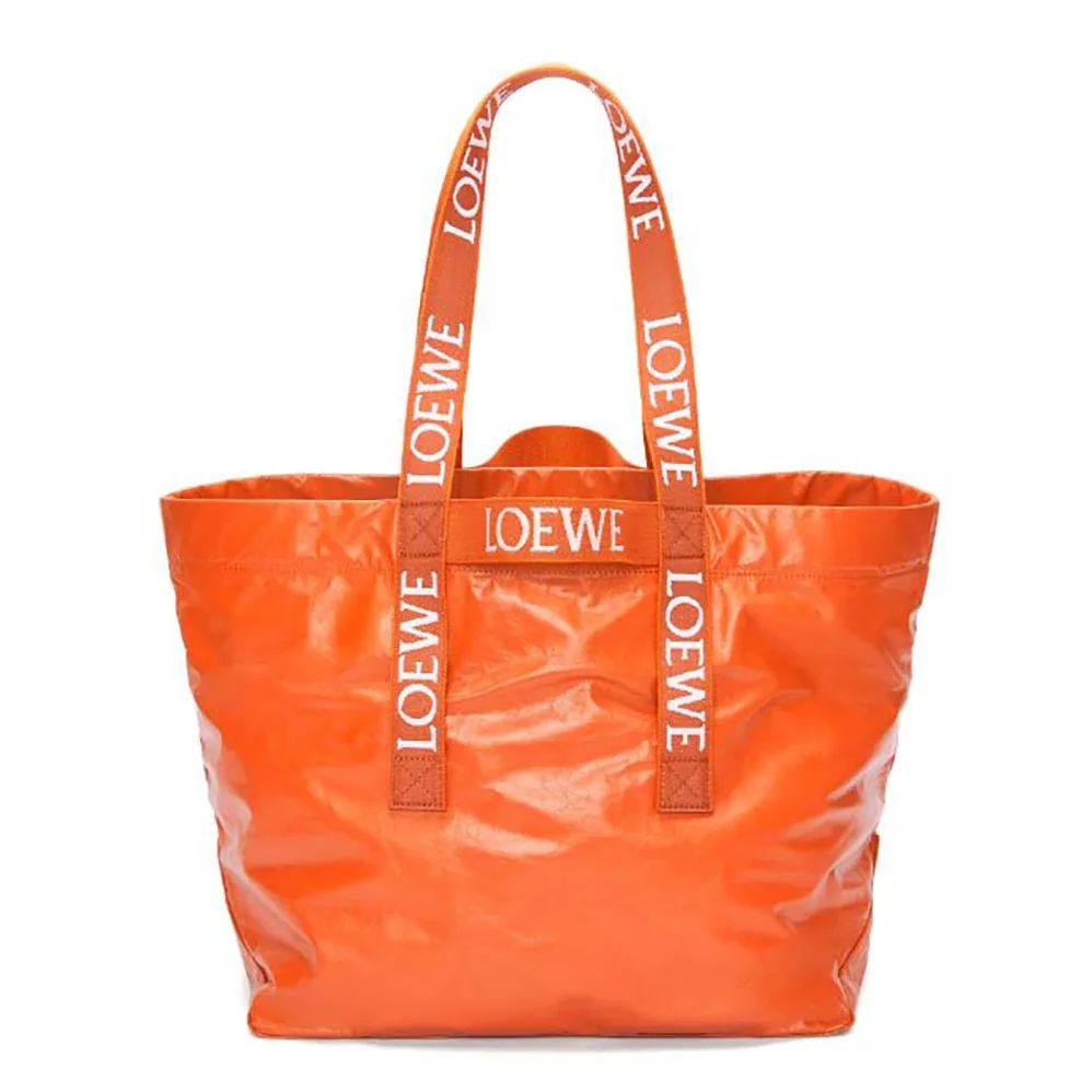 Loewe Fold Shopper in Paper Calfskin for Unisex in Orange Loewe Fold Shopper in Paper Calfskin for Unisex in Orange