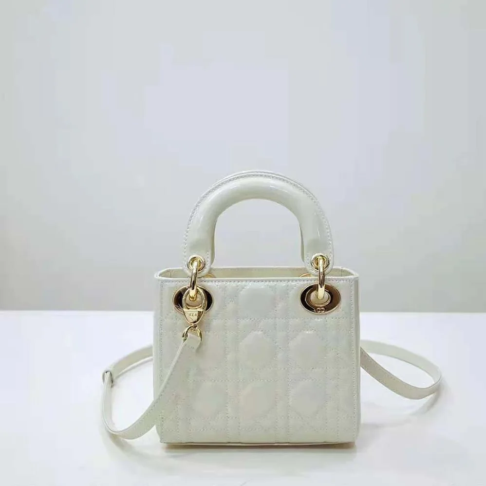 Dior Mini Lady Dior Bag Latte Patent Cannage Calfskin for Women Dior Mini Lady Dior Bag Latte Patent Cannage Calfskin for Women