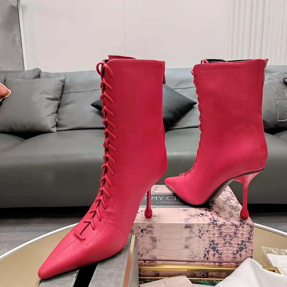Jimmy Choo Scarlett Ankle Boot 95 Postbox Red Nappa Leather Boots for Women