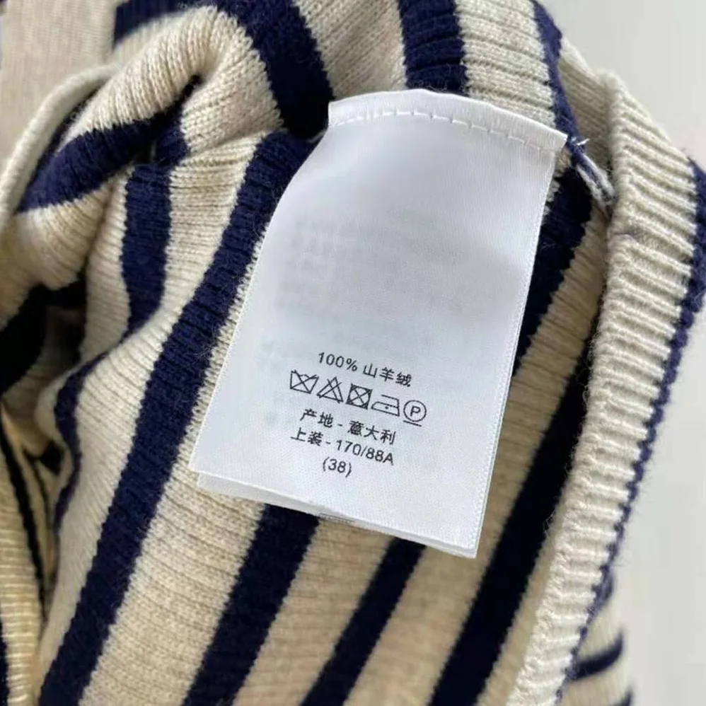 Dior Mariniere Buttoned Cardigan Navy Blue Linen Cashmere and Silk Knit for Women