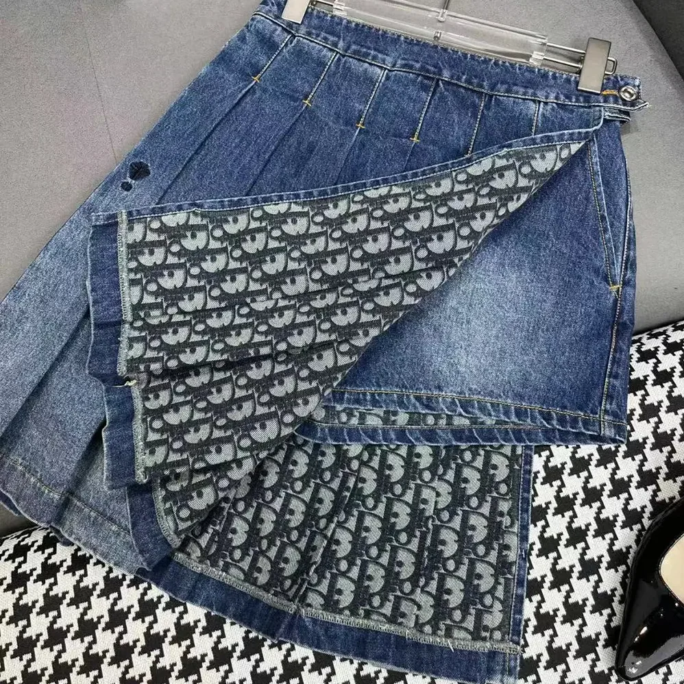 Dior Wrap Miniskirt with Integrated Shorts Navy Blue Stonewashed Cotton Denim for Women Dior Wrap Miniskirt with Integrated Shorts Navy Blue Stonewashed Cotton Denim for Women