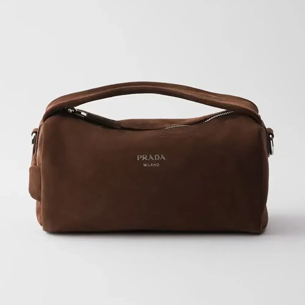 Prada Suede Leather Shoulder Bag for Unisex in Coffee Prada Suede Leather Shoulder Bag for Unisex in Coffee