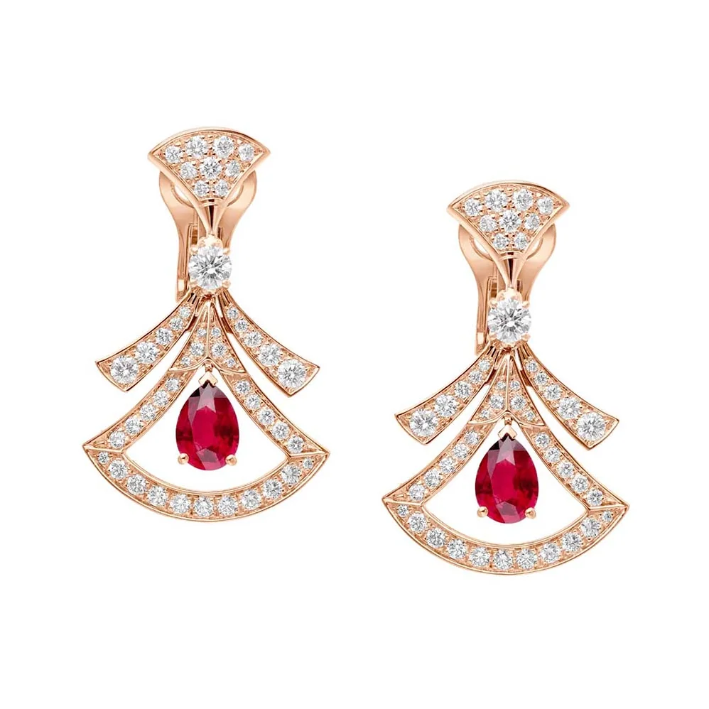 Bvlgari DIVAS' DREAM 18 KT Rose Gold Openwork Earrings for Women