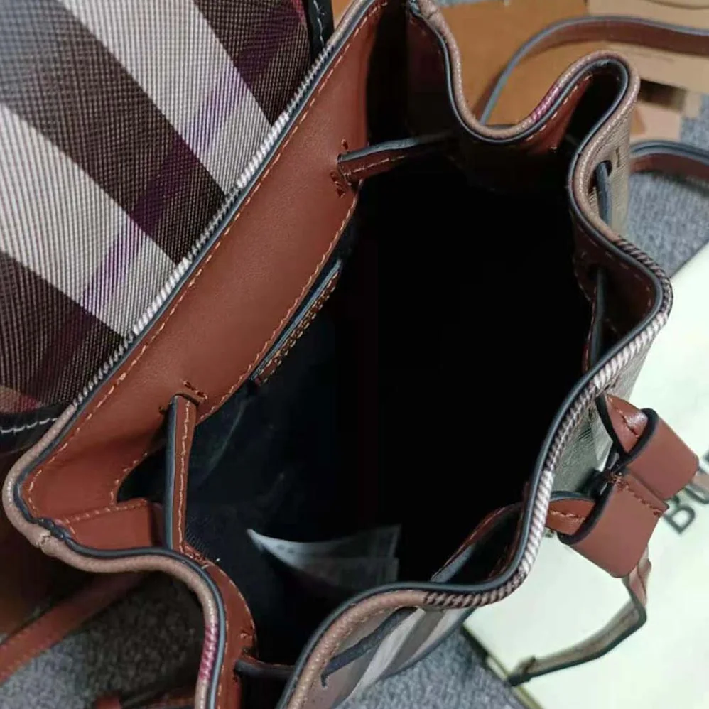 Burberry Check Micro Backpack in Calf Leather for Women Burberry Check Micro Backpack in Calf Leather for Women