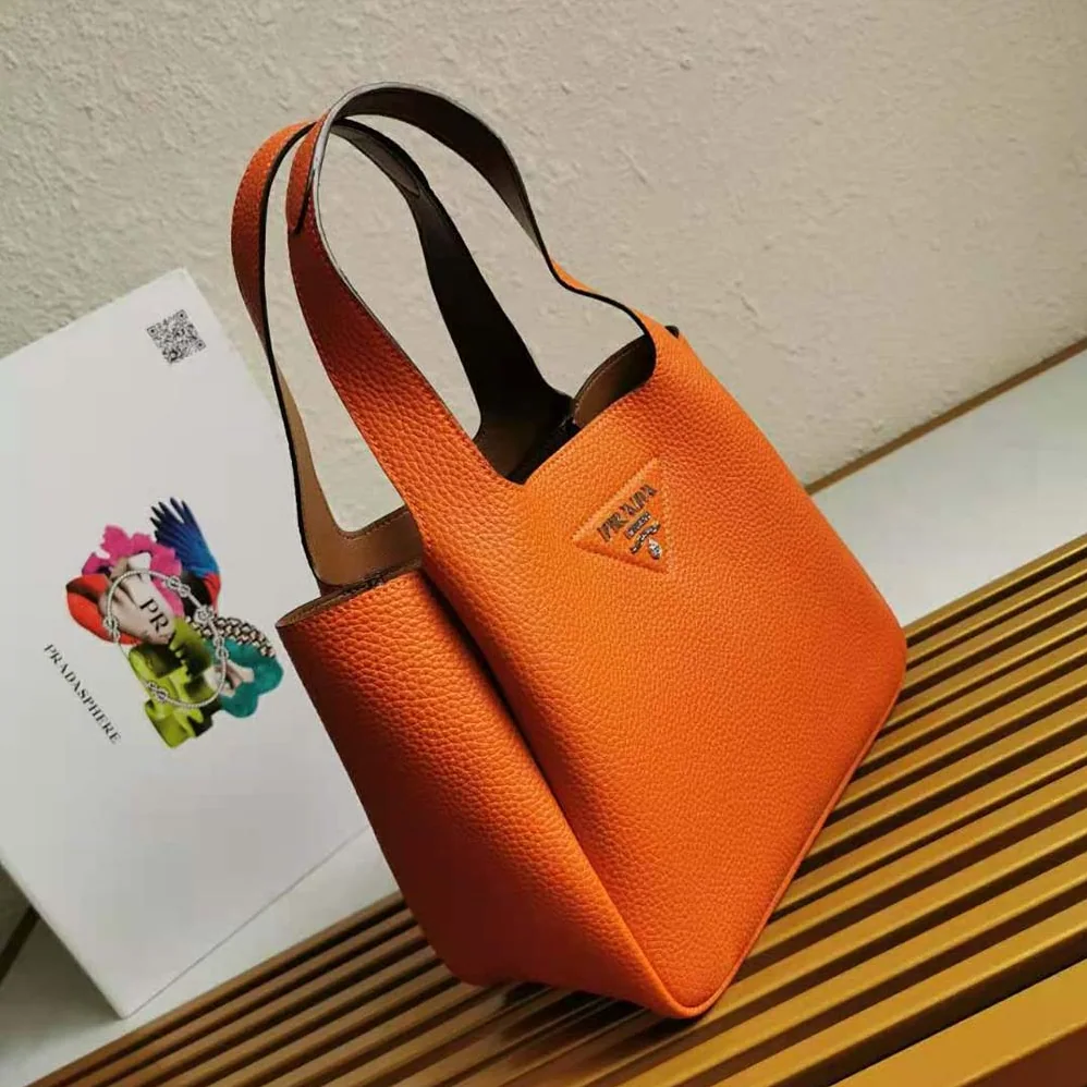 Prada Calf Leather Handbag for Women in Orange