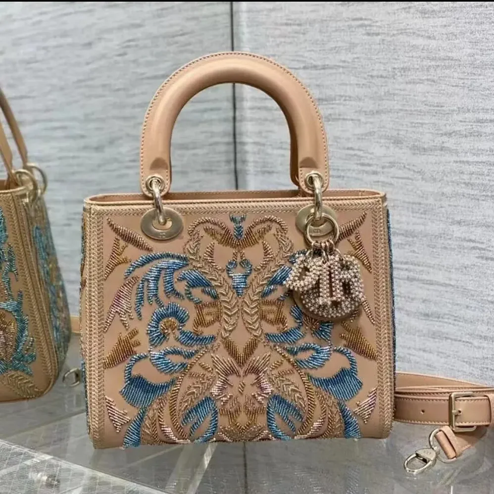 Dior Small Lady Bag Calfskin Embroidered with Multicolor Small Flowers for Women Dior Small Lady Bag Calfskin Embroidered with Multicolor Small Flowers for Women