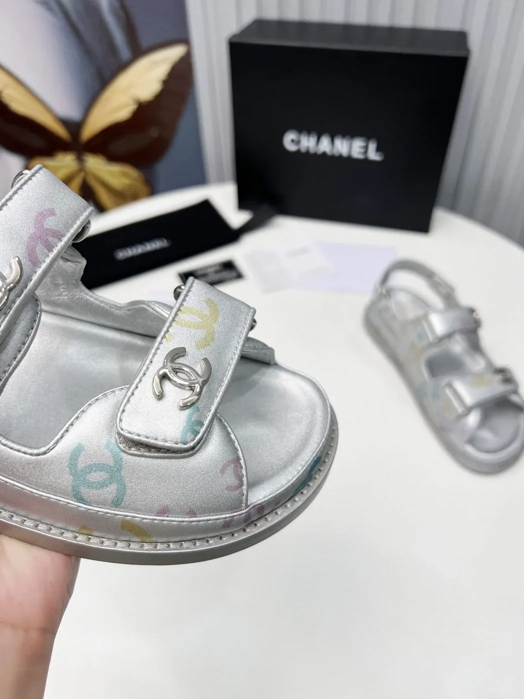 Chanel Sandals Sliver for Women