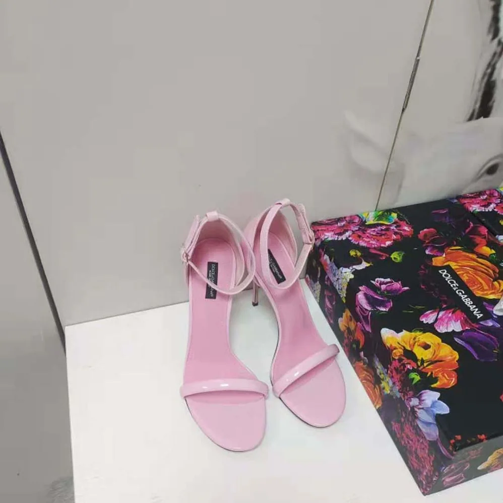 Dolce Gabbana D&G Patent Leather Sandals in 105 mm Heel Height for Women in Pink Dolce Gabbana D&G Patent Leather Sandals in 105 mm Heel Height for Women in Pink