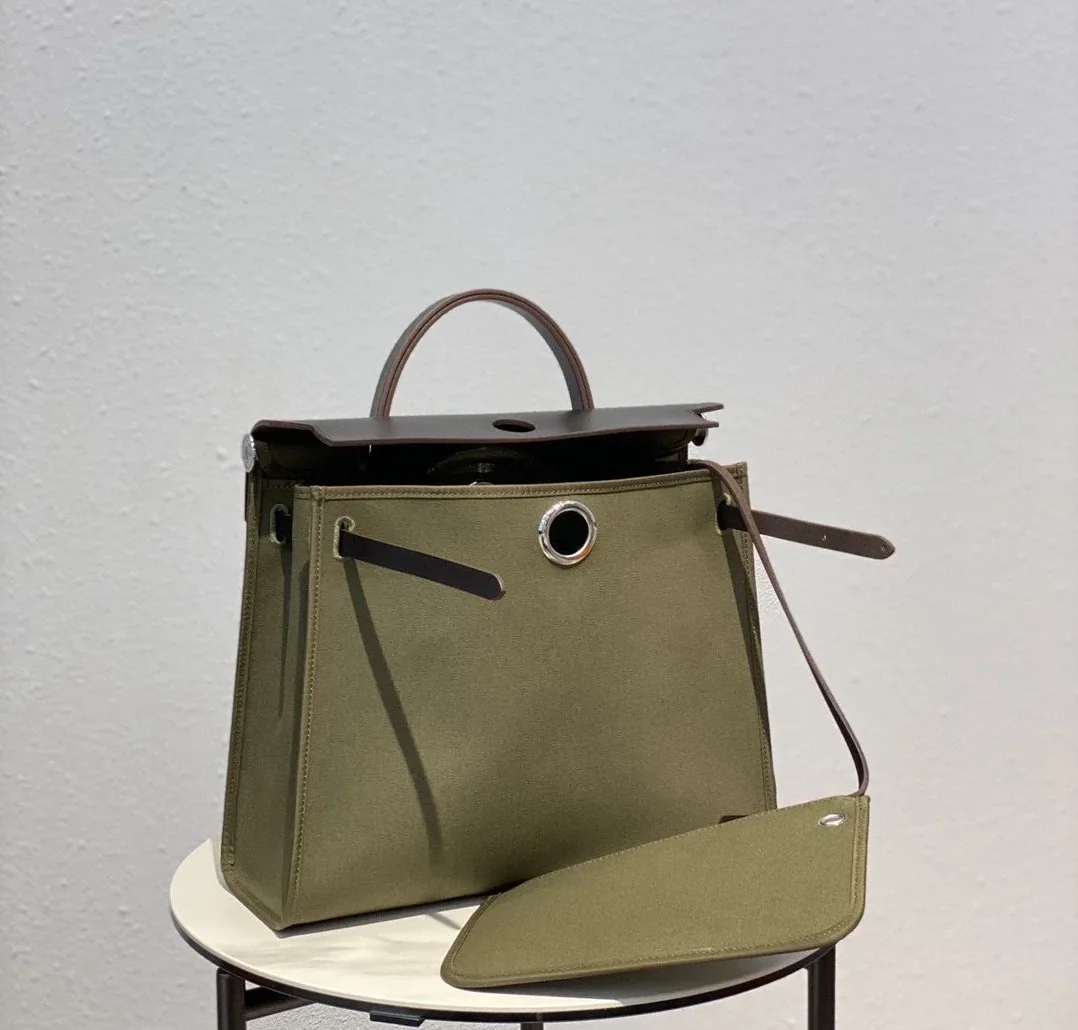 Hermes Herbag Zip Bag Dark Green Moss, Silver Toned Hardware Bag Hermes Herbag Zip Bag Dark Green Moss, Silver Toned Hardware Bag