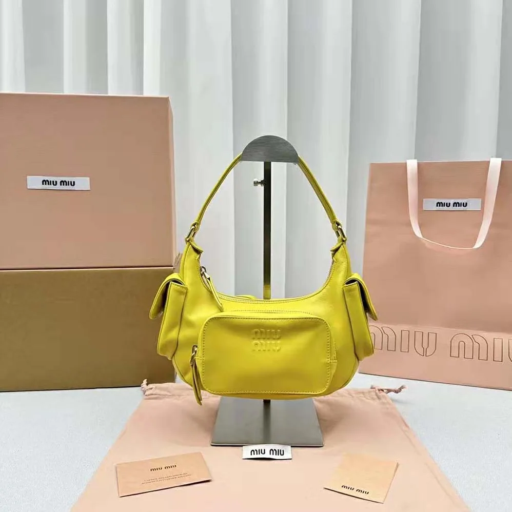 Miu Miu Nappa Leather Pocket Bag for Women in Yellow