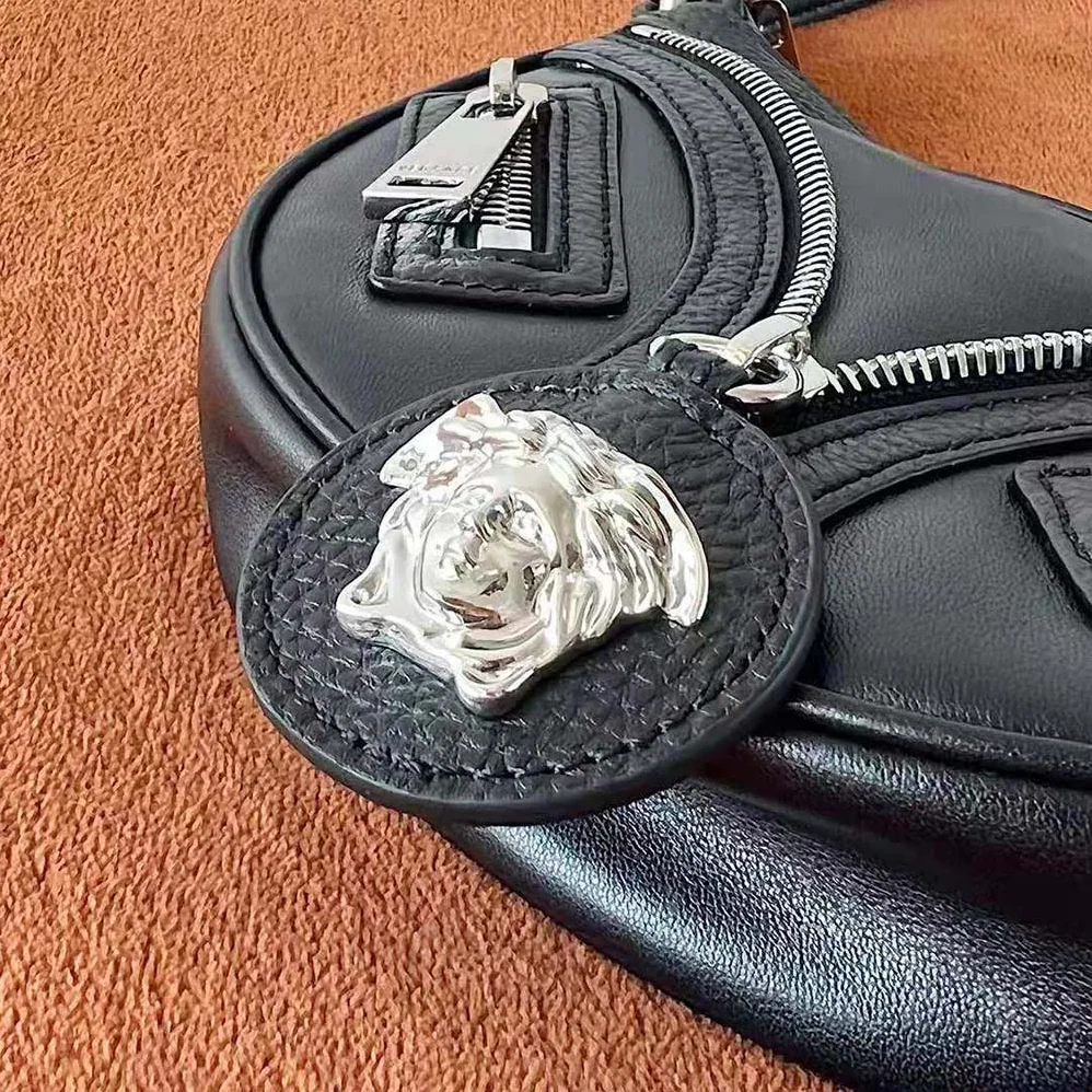 Versace Repeat Mini Hobo Bag for Women in Black