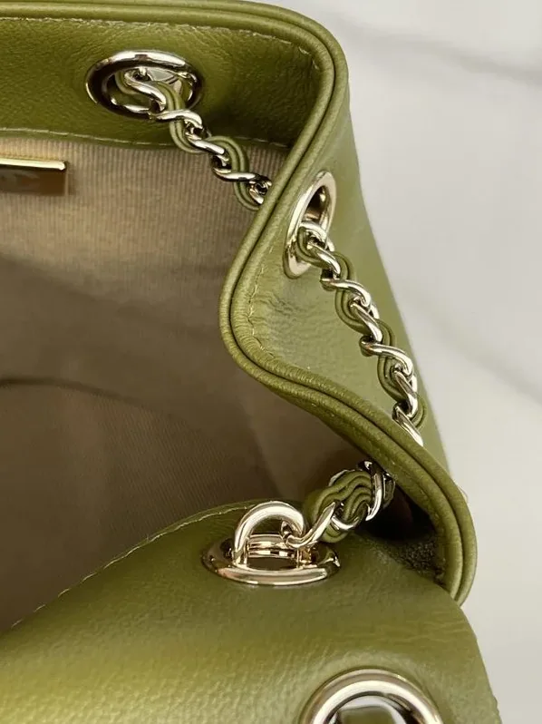 Chanel Small Backpack in Green Khaki Gold Hardware Chanel Small Backpack in Green Khaki Gold Hardware