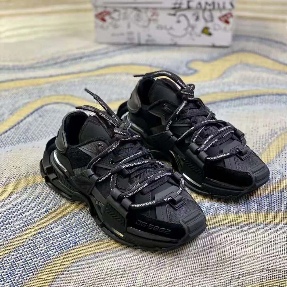 Dolce Gabbana D&G Mixed-Materials Space Sneakers for Unisex in Black