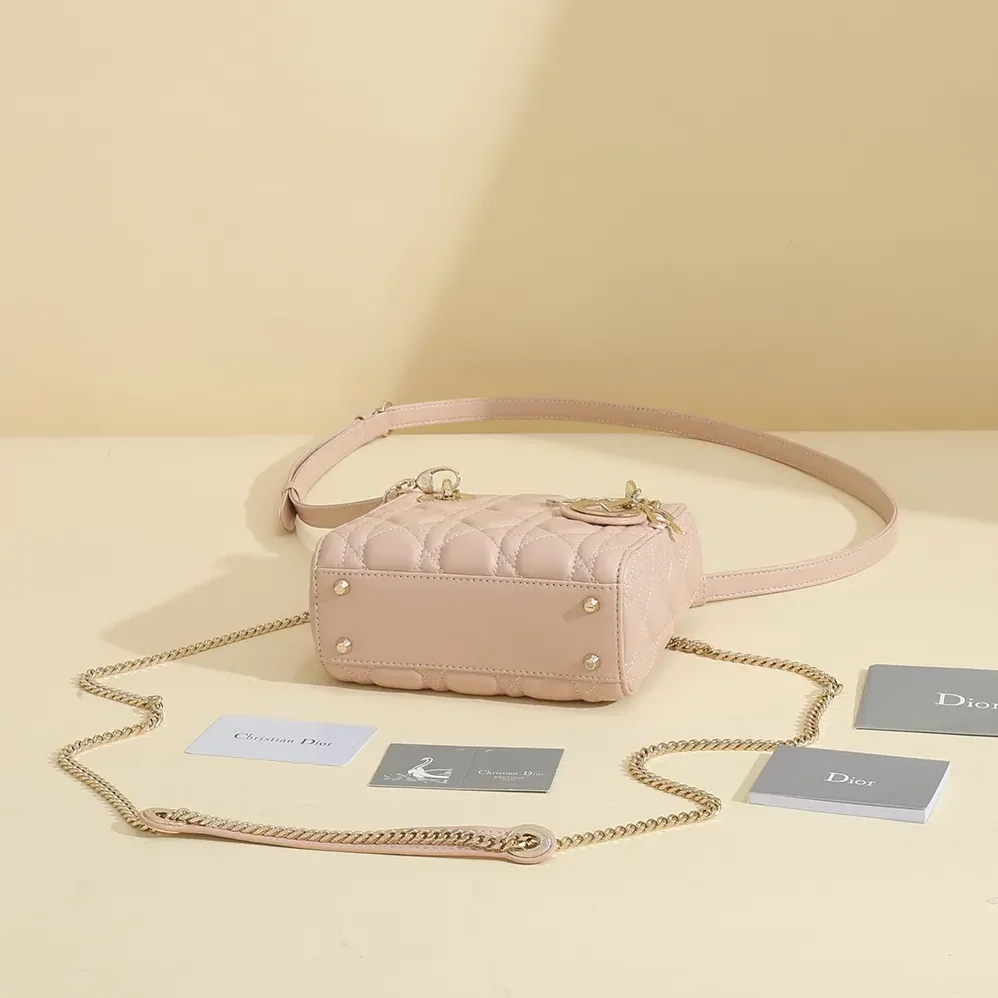 Dior Small Lady Dior My ABCDior Bag Powder Pink Cannage Lambskin for Women