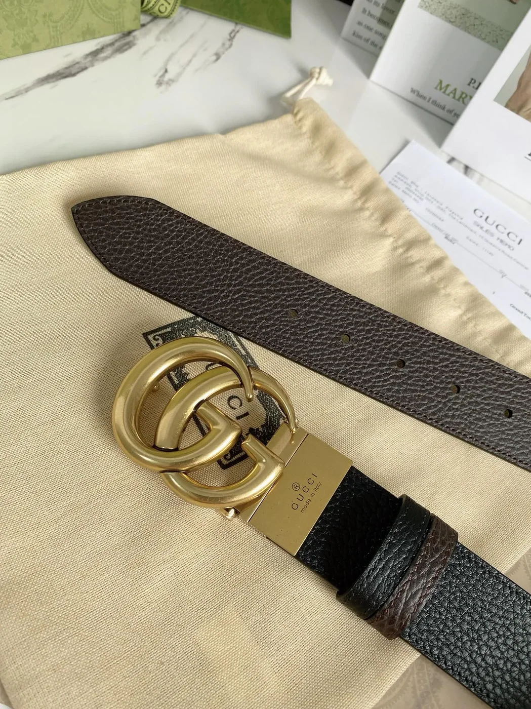 Gucci Reversible Belt With Double G Buckle Black/Light Brown, GG for Women Gucci Reversible Belt With Double G Buckle Black/Light Brown, GG for Women