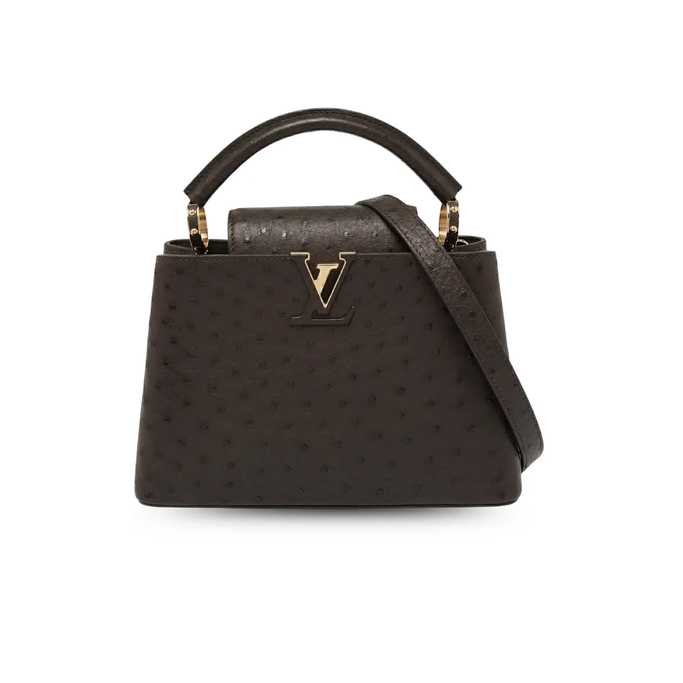 Louis Vuitton Capucines BB Top Handle Bag in Dark Brown Gold Hardware