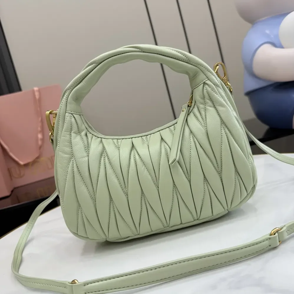 Miu Miu Wander Matelassé Nappa Leather Hobo Bag for Women in Aqua