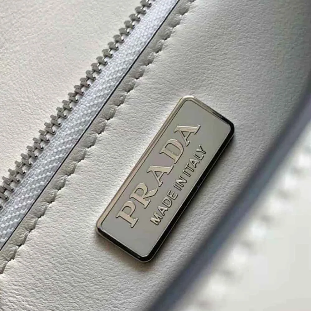 Prada Brushed Leather Shoulder Bag for Women in White