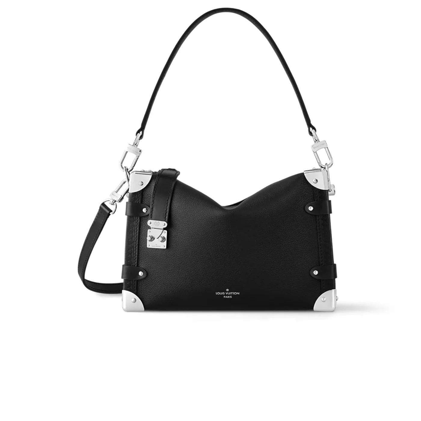 Louis Vuitton Side Trunk MM Shoulder Bag in Black Silver Hardware