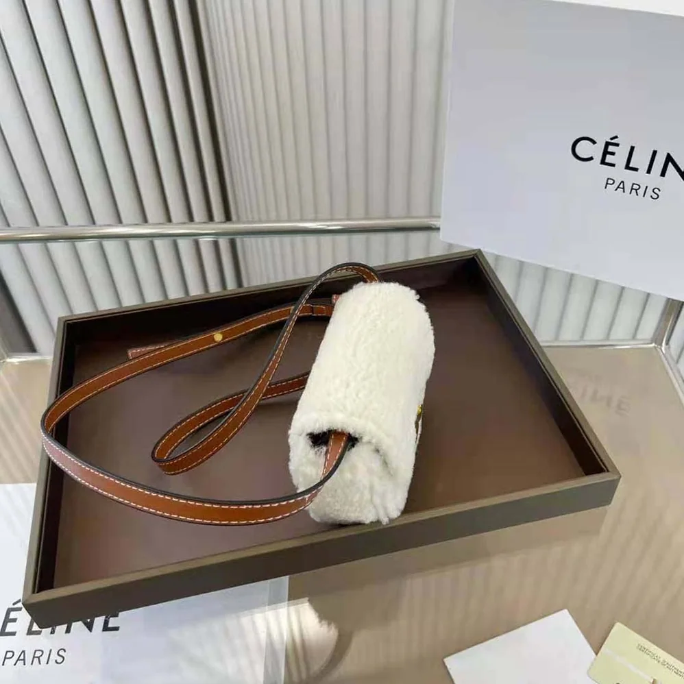 Celine Mini Triomphe in Shearling and Calfskin for Women