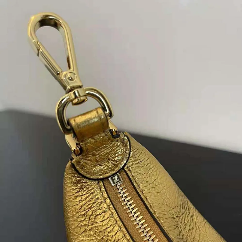 Fendi Nano Fendigraphy Gold Leather Charm for Women Fendi Nano Fendigraphy Gold Leather Charm for Women