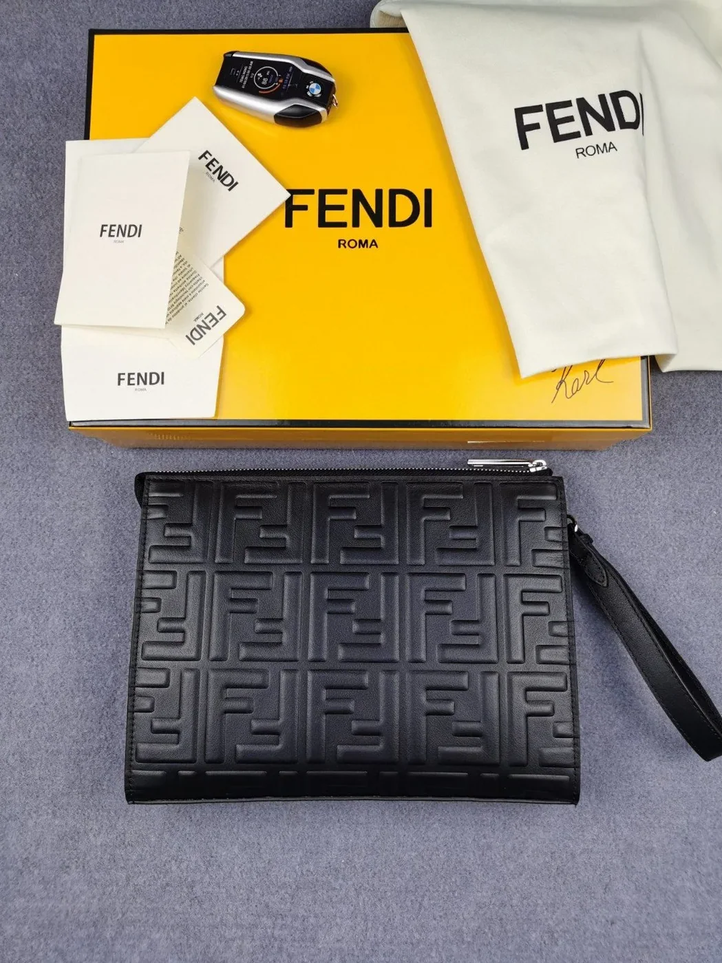 Fendi Flat Pouch Black Nappa Pouch / FF 7VA491A72VF0GXN Fendi Flat Pouch Black Nappa Pouch / FF 7VA491A72VF0GXN