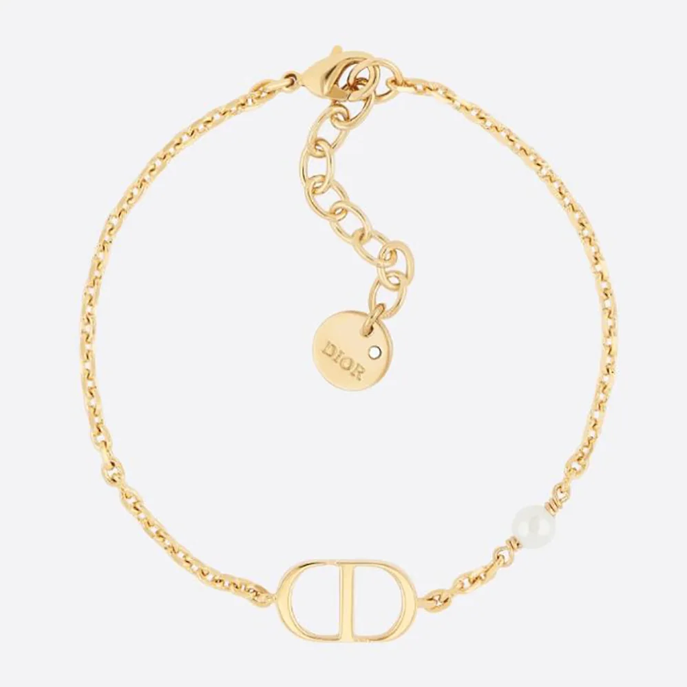 Dior Petit CD Bracelet Gold-Finish Metal with a White Resin Pearl for Women
