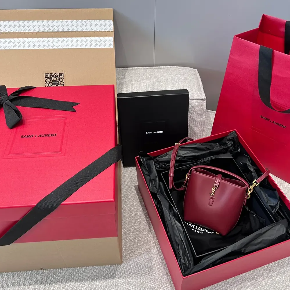 Saint Laurent YSL Le 37 Mini in Shiny Leather for Women in Maroon Saint Laurent YSL Le 37 Mini in Shiny Leather for Women in Maroon