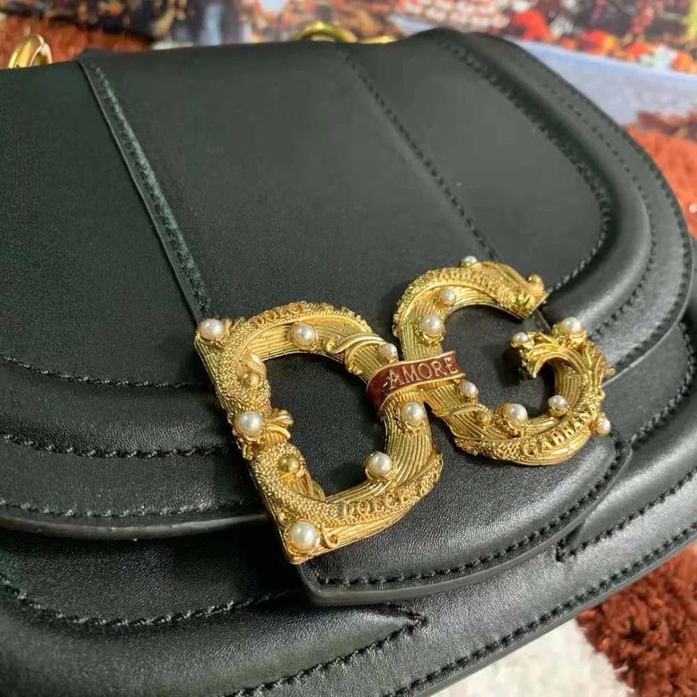 Dolce Gabbana D&G Dg Amore Bag in Calfskin for Women in Black Dolce Gabbana D&G Dg Amore Bag in Calfskin for Women in Black