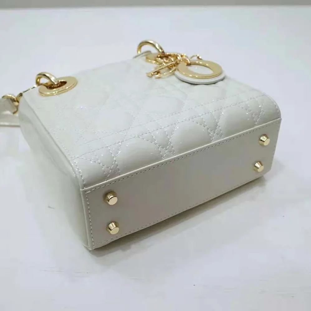 Dior Mini Lady Dior Bag Latte Patent Cannage Calfskin for Women Dior Mini Lady Dior Bag Latte Patent Cannage Calfskin for Women