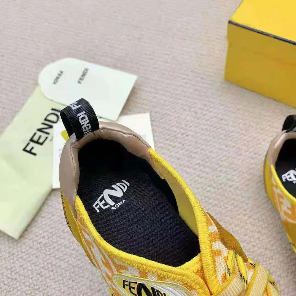 Fendi Flex Yellow Suede Sneakers for Women
