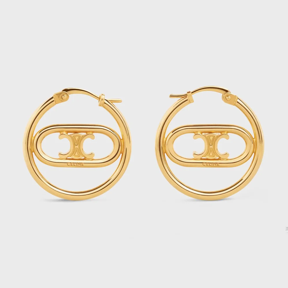 Celine Maillon Triomphe Bold Hoops in Brass with Gold Finish for Women Celine Maillon Triomphe Bold Hoops in Brass with Gold Finish for Women