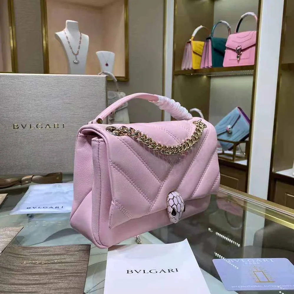 Bvlgari Serpenti Cabochon Shoulder Bag for Women in Pink