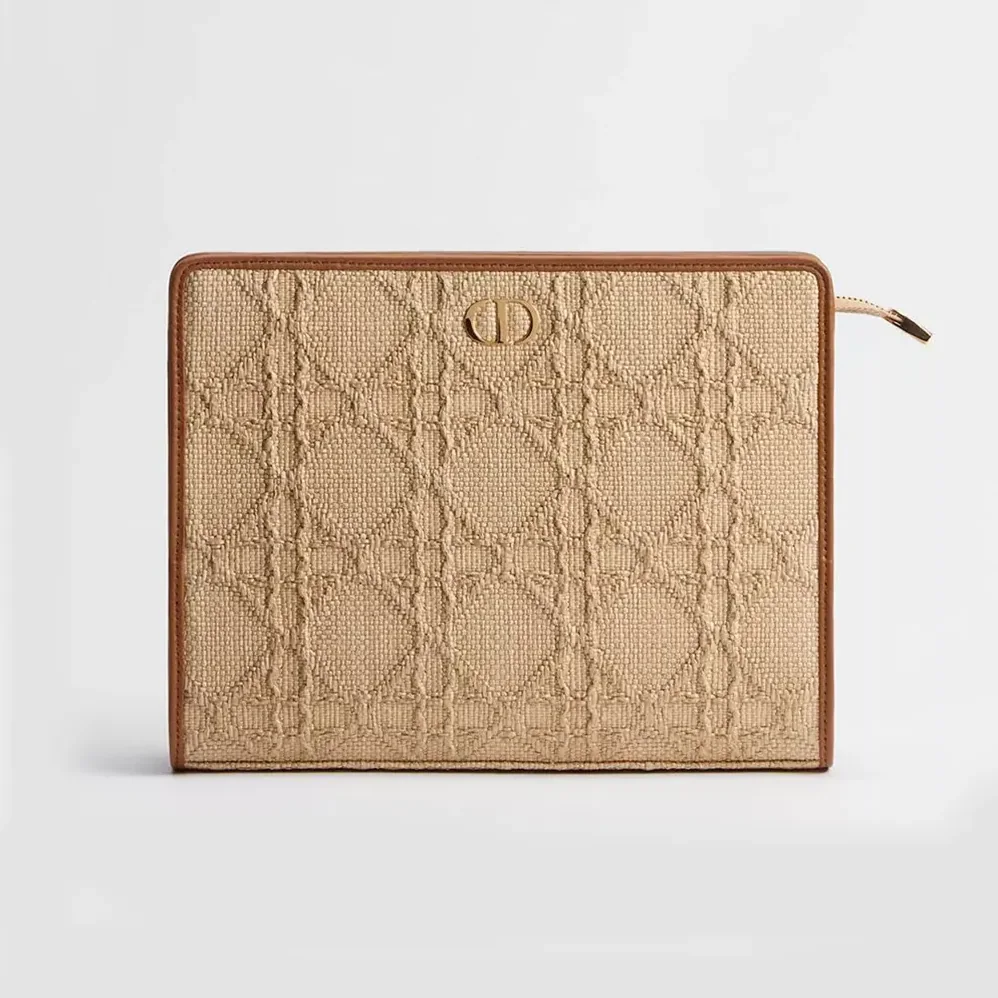 Dior 30 Montaigne Dea Pouch Natural Cannage Raffia for Women Dior 30 Montaigne Dea Pouch Natural Cannage Raffia for Women